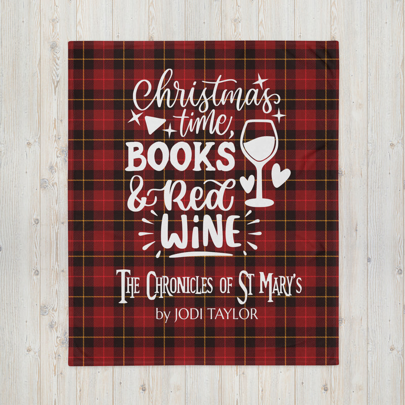 Christmas Time Books And Red Wine Throw Blanket (Europe & USA)